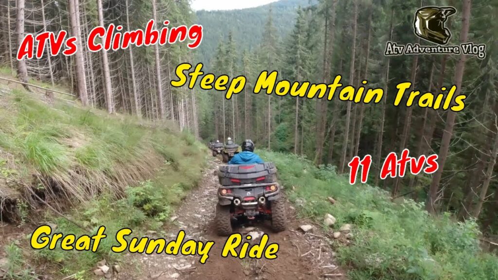 ATVs Climbing Steep Mountain Trails  - Big Group